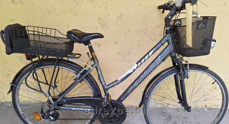 Vrsta premičnine: rabljeno žensko kolo Znamka: Camox Citya 21 Opis: temno sive barve, sprednja in zadnja košara, ser…
