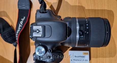 Vrsta premičnine: rabljen fotoaparat, objektiv Znamke: Canon EOS 600D, Tamron 16-300mm Opis: z nadomestno baterijo…